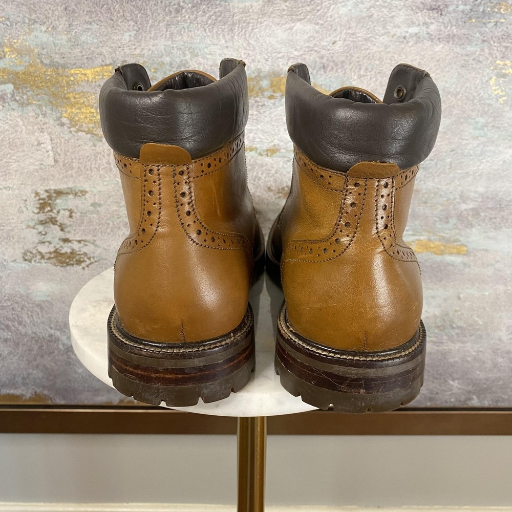 Johnston & Murphy Boots Mens Size 9 Brown Leather Cap Toe Combat Ankle Casual - Picture 4 of 12